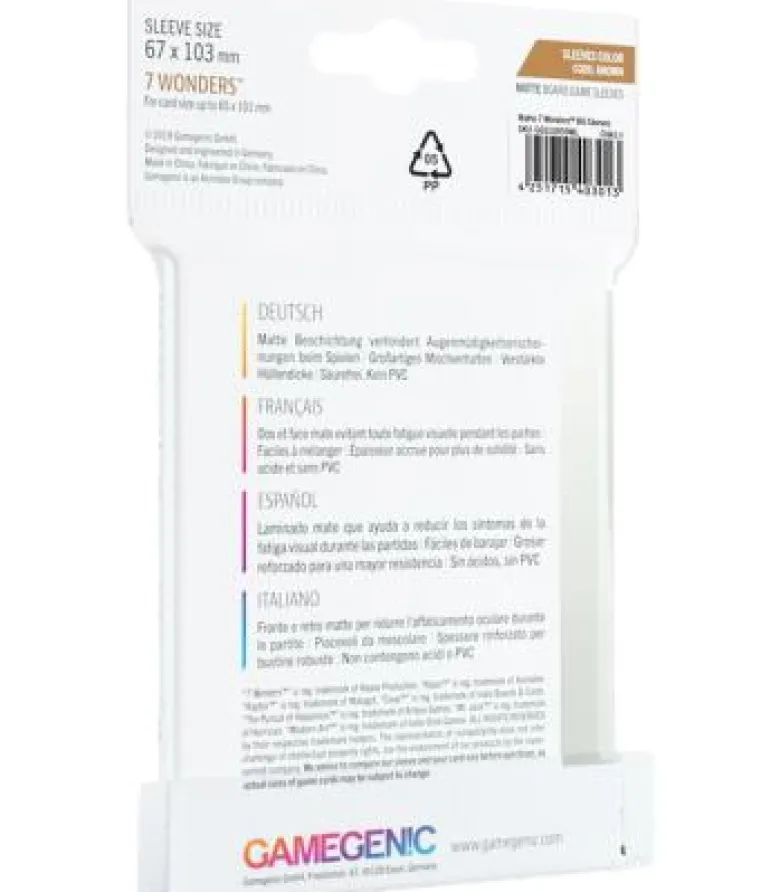 Gamegenic: Matte 7 Wonders Sleeves 67x103mm (80)