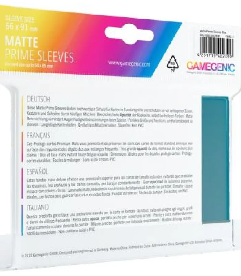 Gamegenic: Pack Matte Prime Sleeves (Azul) (100)