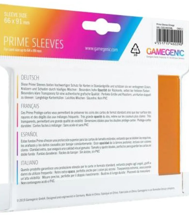 Gamegenic: Pack Prime Sleeves (Naranja) (100)