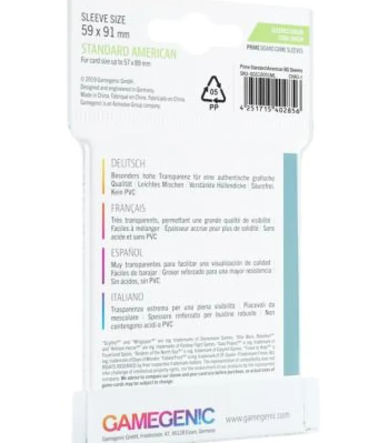 Gamegenic: Prime Standard American Sleeves 59x91mm (50)
