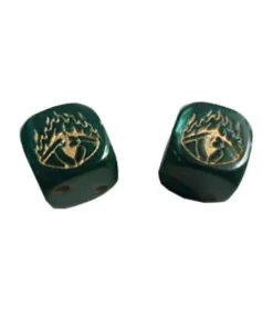 (Pareja) Dado El Ojo sin Párpado - Verde, Puntos Dorados (14mm)