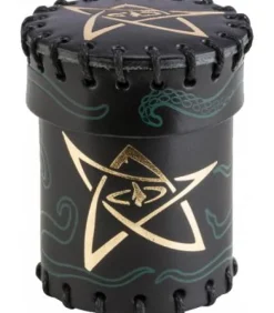 Q-Workshop: Call of Cthulhu Dice Cup (Black & Green-Golden Leather)