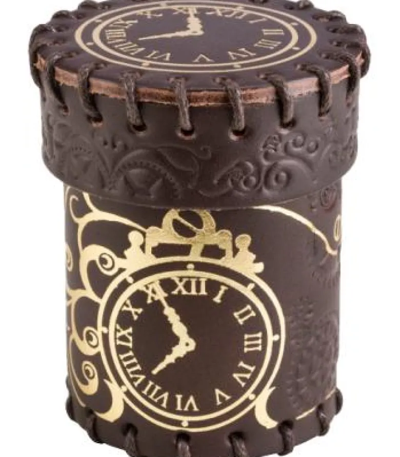 Q-Workshop: Steampunk Dice Cup (Brown & Golden Leather)