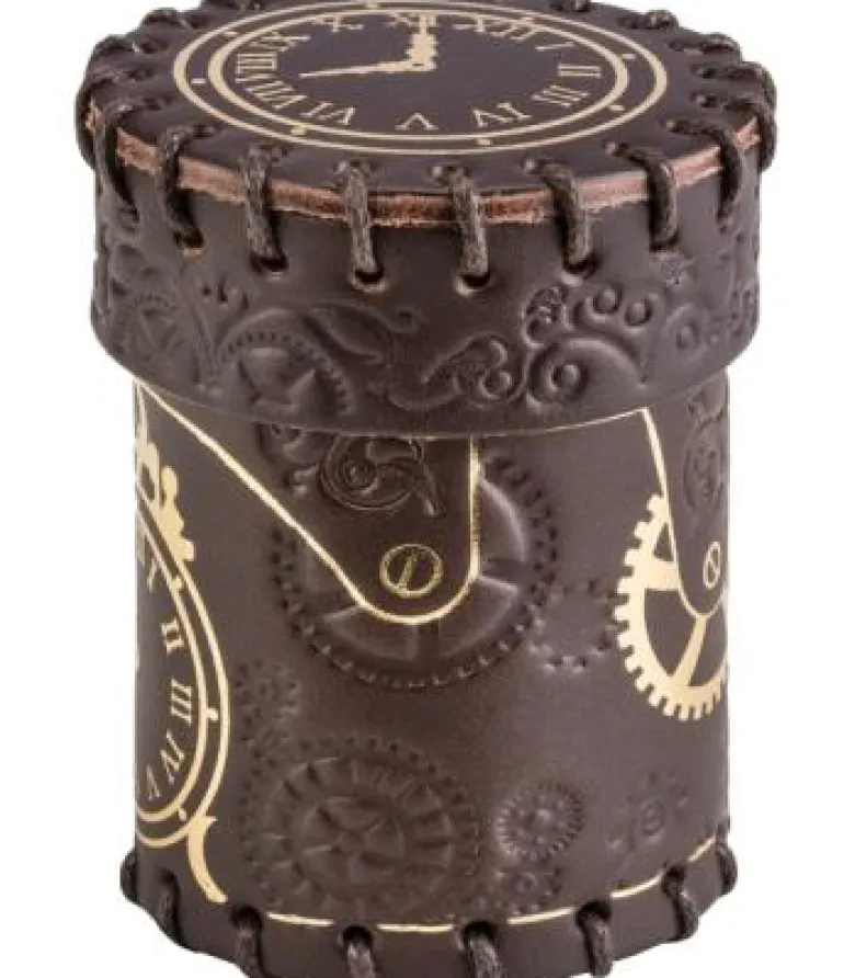 Q-Workshop: Steampunk Dice Cup (Brown & Golden Leather)
