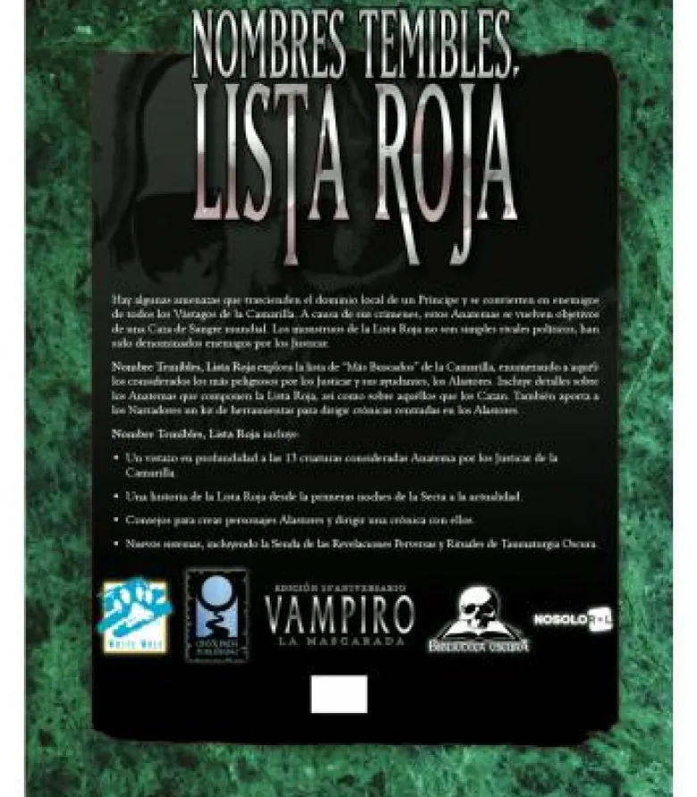 Vampiro La Mascarada 20º Aniversario: Nombres Temibles, Lista Roja