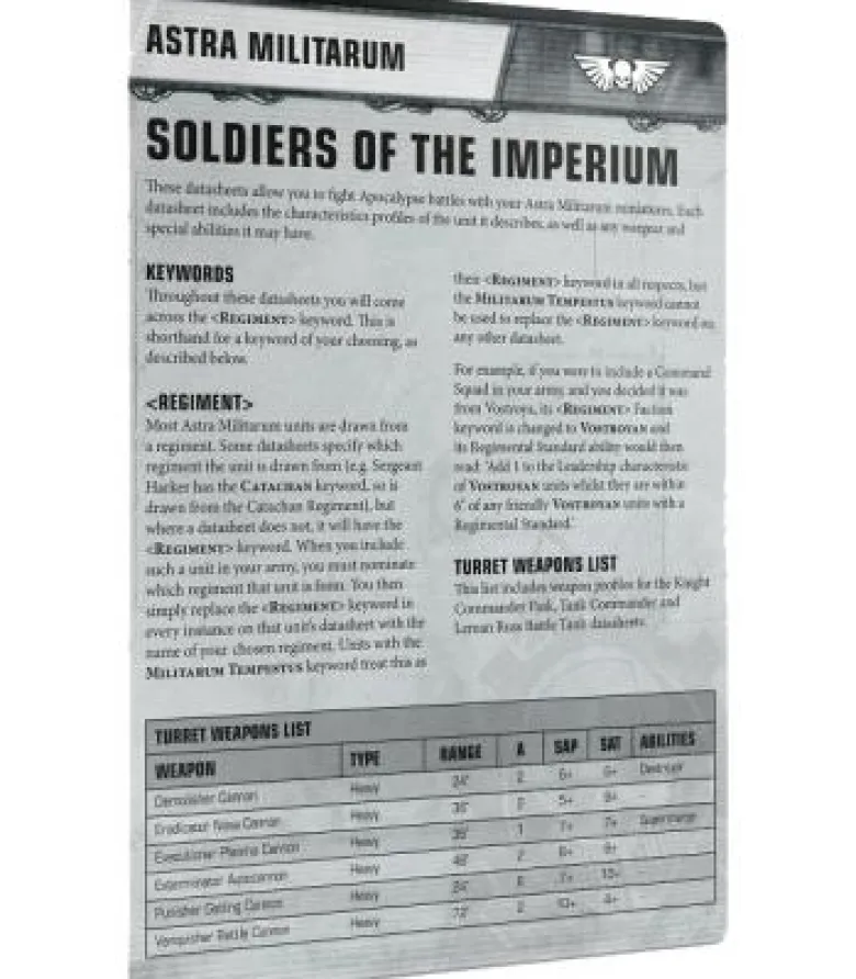 Warhammer 40,000: Astra Militarum (Apocalypse Datasheet Cards) (Inglés)